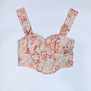 Shein Orange Floral Crop Tank
